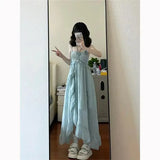 DAIIIBABYYY  -  Summer Fairy Sweet 3D Flower Halter Tank Dress Women Streetwear Irregular Ruffled Dresses Grunge Y2kAesthetic Printing Vestidos