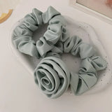 Daiiibabyyy Mint Green Large Intestine Hair Loop Ponytail Rose Elastic Hair Rope for Women Girl Headwear Korean Fashion Hair Tie Accessories