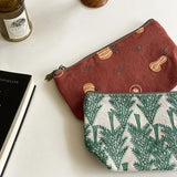 Daiiibabyyy  Women's Bag InS-style Embroidered Makeup Bag Portable Cartoon Coin Purse Hand-held Bag Storage Bag Green Color Simple For Girls