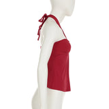 DAIIIBABYYY  -  Elegant Fashion Sexy Slim Halter Top Solid Folds Backless Slash Neck Sleeveless Tank Tops Women 2025 Summer Streetwear