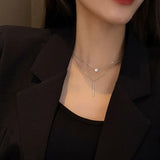 Daiiibabyyy Harajuku Wind Street Shooting Hundred Match Double Layer Necklace Women Ins Korean Version Simple Birthday Gift Collarbone Chain