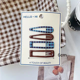 Daiiibabyyy  Retro Morandi Plaid BB Hair Clips Korean Style Early Autumn Daily Side Bang Clip Nape Baby HairClips for Women and Girls 1 Set