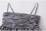 DAIIIBABYYY  -  Women's French Style Pleated Striped Camisole Female Summer Off-shoulder Sleeveless Slim Fit Short Suspenders Tops with Ribbons