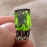 DAIIIBABYYY  -  New Arrival Trendy Natural Green Crystal Thai Silver Ladies Ring Jewelry For Women Wedding Gifts