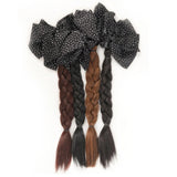 Daiiibabyyy  Polka Dot Bow Twist Braid Synthetic Ponytail Wig For Daily Wear Elegent Low-tie Synthetic Claw Clip Braided Ponytail Hairpiece