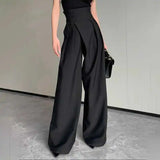 Daiiibabyyy  Elegant Wide Leg Pants High Waist Draped Wide Leg Pants Casual Loose Suit Wide Leg Pants Korean Floor Length Trousers