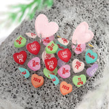 Daiiibabyyy  Sweet Acrylic Heart Love Message Drop Earrings for Women Resin Heart Shape Pendant Earrings Valentines Day Gifts