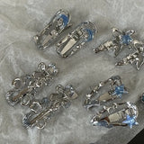 Daiiibabyyy  Y2g Blue Silver Alloy Barrettes Simple Girl Five-Pointed Star Metal Duckbill Clip Bang Clip Side Clip Hair Accessories New