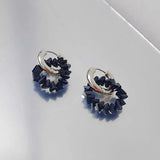Daiiibabyyy  Fashion Metal Crystal Round Drop Earrings for Women Luxury Gold Color Double Layered Circle Ear Buckle Wedding Jewelry Gifts
