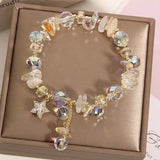 Daiiibabyyy  Fashion Purple Crystal Bead Bracelet For Women Exquisite Shiny Zircon Pentagram Pendant Bracelet Wristband Jewelry Gift