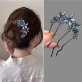 Daiiibabyyy  Pearl Flower U-Shaped Hair Combs for Women Elegant Style Metal Hair Forks Pearl Hairpin Clip Pins Hair Styling Tools Gifts