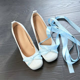 Daiiibabyyy  Sweet Women's Mary Jane Shoes Exquisite Bow Ballet High Heels for Woman Fashion Lolita Casual Shoes Designer Shoes Zapatos Mujer