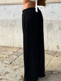 DAIIIBABYYY  -  Casual Solid Wide Leg Pants Basic Loose Mid-Waisted Straight Pants Women 2025 Spring Summer Fashion Streetwear Laides