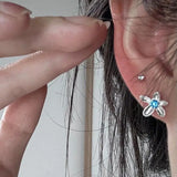 Daiiibabyyy  Sweet Cute Silver Color Flower Stud Earrings for Women Simple Exquisite Mini Small Earrings Students Daily Jewelry Accessories