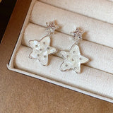 Daiiibabyyy  Fritillary Star Drop Earrings for Women Sparkling Zircon Dangle Earrings Fashion Dainty Jewelry for Birthday Party Gifts K