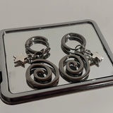 Daiiibabyyy Star Girl Y2k Spiral Vortex Pendant Earrings for Women Vintage Evil Eye Cross Heart Stainless Steel Eardrop Jewelry Accessories