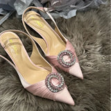 Daiiibabyyy  Luxury Designer Women's Shoes Exquisite Rhinestone High-heeled Sandals for Woman French Pointed Tip Casual Shoes Sandalias Mujer