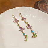 Daiiibabyyy  New Trendy Multicolor Butterfly Drop Earrings Long Tassel Water Drop Zircon Dangle Earrings Sweet Ear Hooks for Women Holiday K