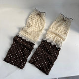 Daiiibabyyy  Spring New Sweet Polka Dot Girls Leg Cover Lace Cute Sun Protection Calf Cover with Fungus Edge Outdoor Skirt Sleeve Cover