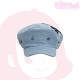 DAIIIBABYYY  -  Spring and Summer New Sweet Cool Babes Denim Flat Top Painter Hats for Women Retro Punk Style Niche Rivet Design Berets Cap Y2k