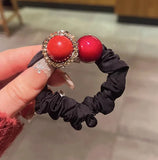 DAIIIBABYYY  -  Fashion red square hair band women's high-end versatile ponytail headband Korean version of ball hair new hair accessories