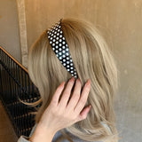 Daiiibabyyy  French Polka Dot Daily Acetate Wide Headband Black White Minimalist Fashion Y2K Ins Niche Sweet Cute Women Hair Accessories
