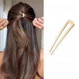 Daiiibabyyy  Silver Color Metal U Shape Hair Stick for Women Daily Hairstyle Ponytail Holder Hair Forks Hairpins Hair Jewelry Accessories
