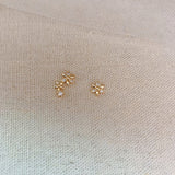 Daiiibabyyy A Pair Gold Color Asymmetrical Small Flower Stud Earrings For Women Flower Zircon Simple Jewelry Accessories