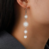 DAIIIBABYYY  -  Stainless Steel Bohemian Sun Drop Earrings Gold Color Women Long Earrings Fashion Kpop Jewelry Birthday Gift for Friends