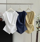 DAIIIBABYYY  -  Summer New Top Casual and Unique Irregular Crossed Tank Top Ma Fei Fei Sleeves Small Shirt