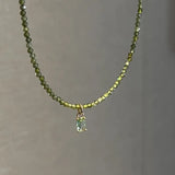 Daiiibabyyy  Fashion Real Gold Plated Copper Rectangle CZ Cubic Zircon Green Color Crystal Glass Pendant Choker Necklaces For Women