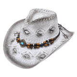 Daiiibabyyy  Summer cowboy straw hat for woman hand-woven hollow design imitation jade sapphire hat summer sun hat for man2022
