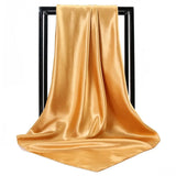 DAIIIBABYYY  -  Imitation Silk Scarf Pure color Women Satin Square Hijab Scarfs For Ladies Luxury Shawl 90*90 Bandana Large Hair Head Scarf