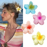 Daiiibabyyy  Bohemian Flower Hair Claw Clip For Women Sweet Floral Hair Claws Crab Clamp Barrettes Hawaiian Headwear Beach Accessories Girl