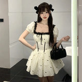 DAIIIBABYYY  -  Polidation Fang Lace Lace Switching Display Dress Women's Korean Victorian Princess A -line Skirt