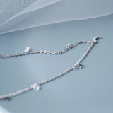 Daiiibabyyy 2024 925 Sterling Silver Shiny Zircon Moon Star Choker Pendant Charm Long Chain CZ Crystal Necklace Women Wedding Fine Jewelry