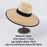 DAIIIBABYYY  -  Belt Strap Straw Sun Hat For Women Fashion Vacation Beach UV Hats Summer Wide Brim Travel Panama Hats Outdoor Wholesale