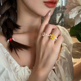 Daiiibabyyy  High Quality Sweet Flower Design Natural Freshwater Pearl Female Party Ring Jewelry For Women Cheap Gifts
