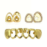 Daiiibabyyy  3Pcs Hip Hop Fashion Hollow-Out Shiny Teeth Accessory , Halloween Performance Props - Unisex Holiday Party Gift