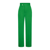 Daiiibabyyy  Women Pants High Waist Straight Trousers Cotton Wrinkle Free Wide Leg Pants Solid Color Beige Black Green Lilac Rust Pants