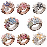 Daiiibabyyy  All-match Painting Oil Flower Ring Multicolor Petal Stretch Ring Zinc Alloy Classic Opening Ring Party