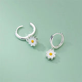DAIIIBABYYY  -   New Simple Daisy Flower Pendant Hoop Earrings for Women Korean Sweet Cute Hanging Earrings Girl Wedding Party Jewelry Gifts
