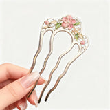 Daiiibabyyy  Pearl Flower U-Shaped Hair Combs for Women Elegant Style Metal Hair Forks Pearl Hairpin Clip Pins Hair Styling Tools Gifts
