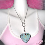 Daiiibabyyy  Harajuku Kawaii Glitter Blue Star Pendant Necklaces for Women Y2K Charm 90s Aesthetic Crystal Mirror Necklace Accessories Punk