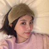 Daiiibabyyy  Winter Ladies New Plush Hair Band Korean Japanese Ins Sweet Style Faux Rabbit Hair Headband Warm Wide Side Trendy Girl Hair Band