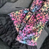 Daiiibabyyy  Winter Y2K Gothic Punk Subculture Colourful Leopard Print Warm Leggings Shibuya Hot Girl Retro Trend Dazzle Straps Leggings