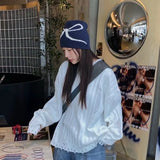 Daiiibabyyy  New Korean Fashion Y2k Bow Knitted Skullies Hat Soft Knitted Cap Bow Women Men Couple Beanie Caps Woolen Keep Warm Hats