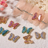 Daiiibabyyy 4PCS Aurora Sequin Resin Butterfly Ice Transparent Crystal Rhinestone Sparkling Nail Diamond Ornament Nail Art Decorations
