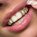 Daiiibabyyy  Hip-Hop Personality And Fashion Zircon Heart/Double Hollow/Denture Teeth Accessories Hip-Hop Rap Style Holiday Party Gifts