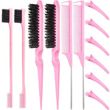 Daiiibabyyy  12-Piece Set of Three-Row Detangling Combs, Steel Needle Long Tail Combs, Eyebrow Brushes, Highlighting Combs, Hair Styling Tools for Creating Hairstyles